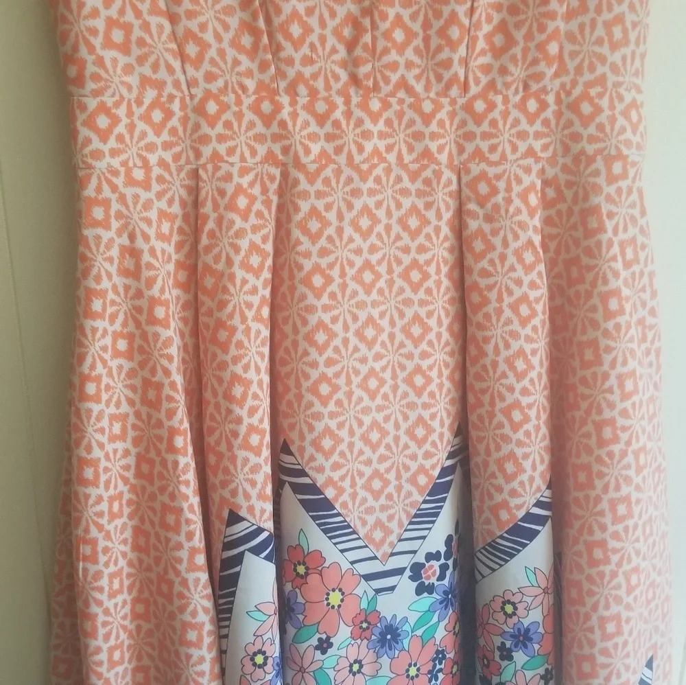 Ark & Co Deep Coral and Floral above knee dress - Picture 6 of 8